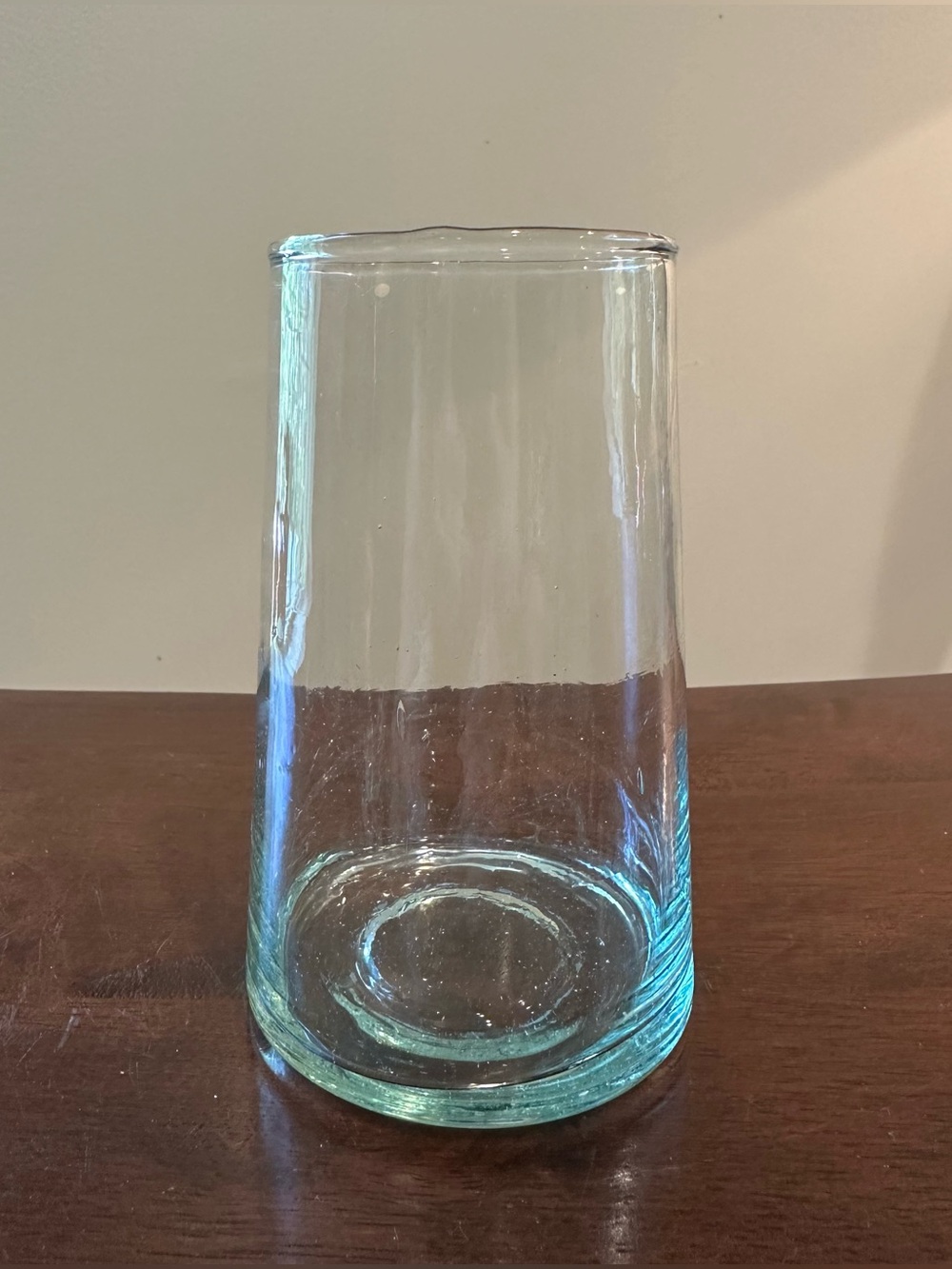 Tapered, clear glass vase • smaller • really pretty